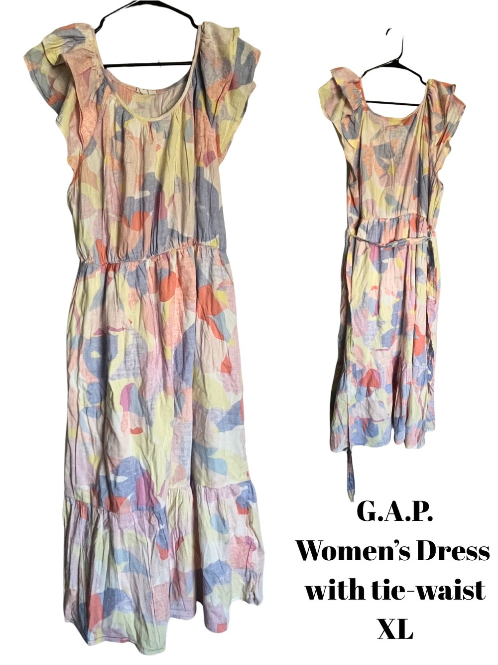 GAP Pastel Multi-Color Tie-Waist Maxi Dress